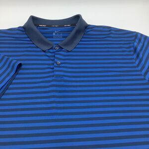 Nike Golf‎ Mens Short Sleeve Dri Fit Golf Polo Blue Striped Size XXL